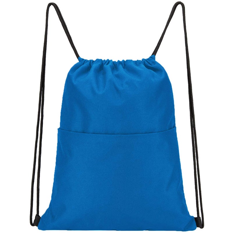 Vorspack Drawstring Backpack Water Resistant String Bag Sports Sackpack Gym Sack with Side Pocket for Men Women - Blue - Image 1